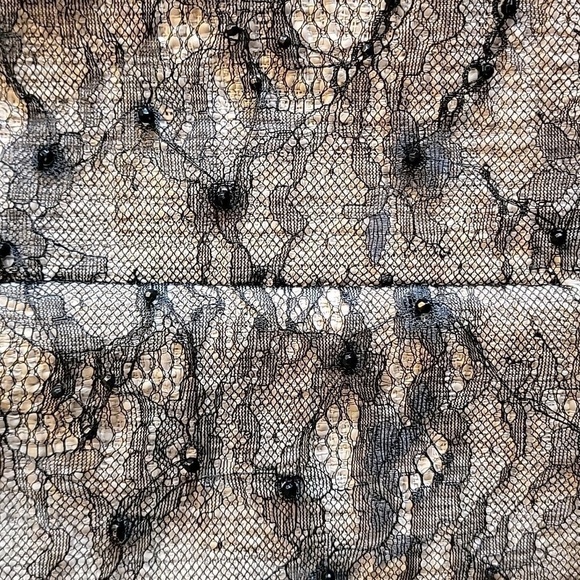 Chico's-Tan jkt with blk lace and beading with 3/4 sleeves Size 1=M. NWT. - Picture 7 of 8